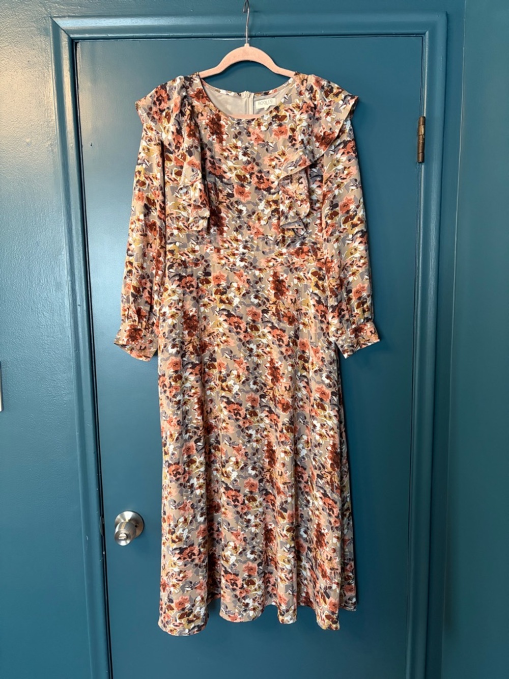 Roolee Mom Nursing Dress Long Sleeve Floral Midi Dress - Medium